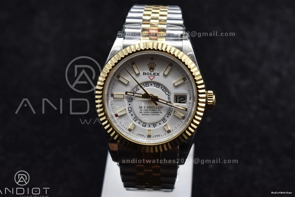 Best 1113 SS SS Skydweller Noob YG Dial YG A23J Bracelet White EasyCare Edition On 0317